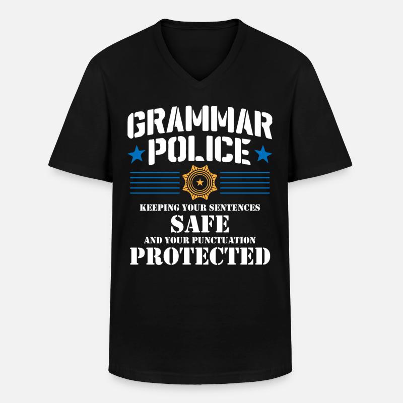 Grammatikpolizei - Englischlehrer - Männer-T-Shirt mit V-Ausschnitt - Schwarz