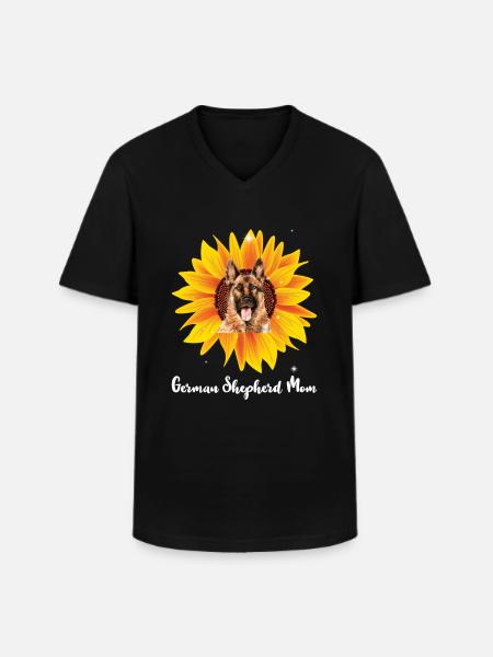 Deutsche Schäferhund Sonnenblumenmom - Männer-T-Shirt mit V-Ausschnitt - Schwarz