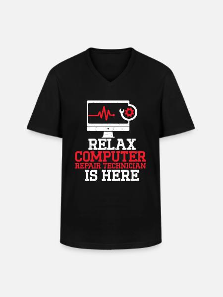 Computerreparaturtechnologie -Support -Technologie - Männer-T-Shirt mit V-Ausschnitt - Schwarz