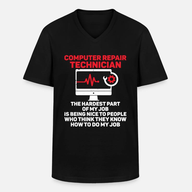 Computerreparaturtechnologie -Support -Technologie - Männer-T-Shirt mit V-Ausschnitt - Schwarz