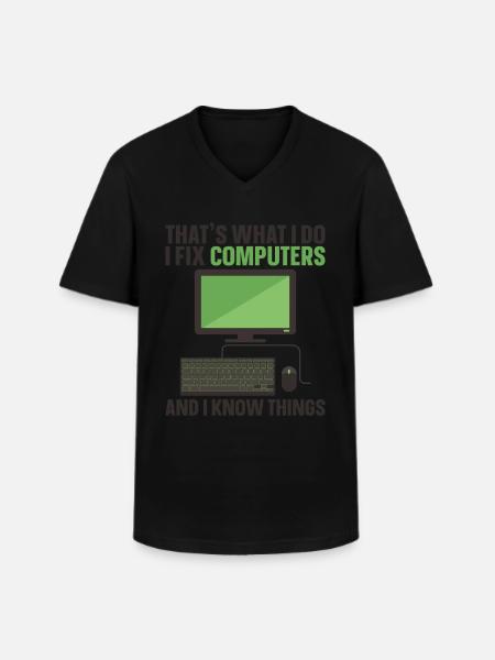 Computerreparaturtechnologie -Support -Technologie - Männer-T-Shirt mit V-Ausschnitt - Schwarz