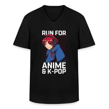 Anime & K-Pop Music Kpop Japanese Manga Otaku - Männer-T-Shirt mit V-Ausschnitt - Schwarz - Vorne - AI Model Male 178 dark (178cm)