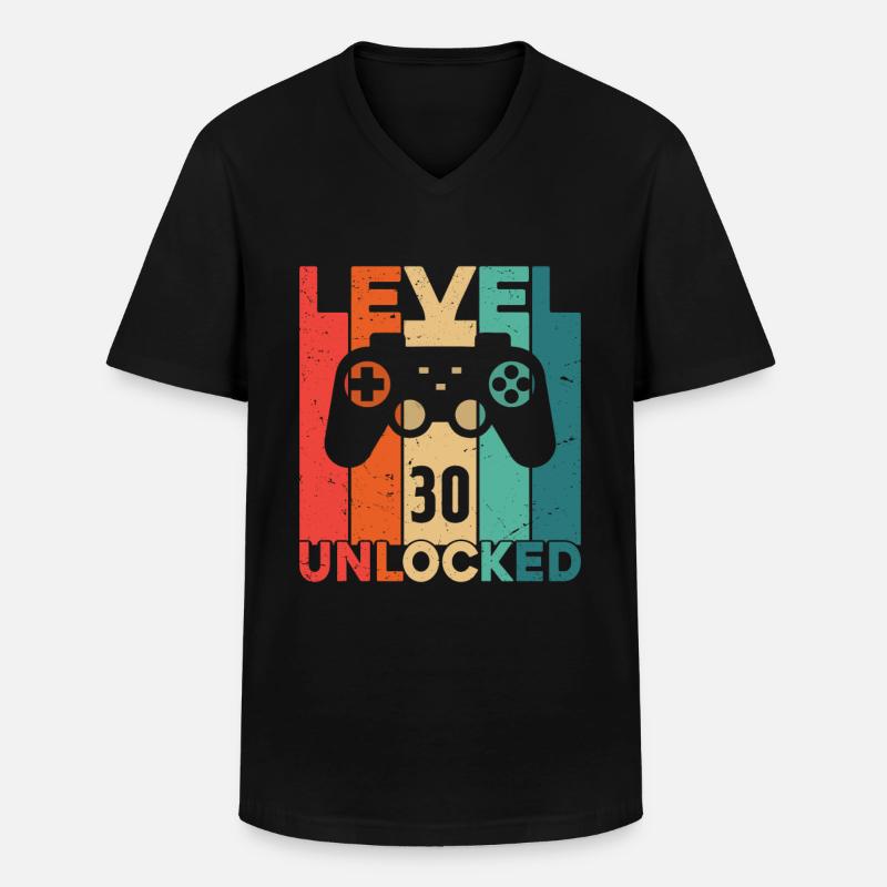 Level 30 freigeschaltet - Männer-T-Shirt mit V-Ausschnitt - Schwarz