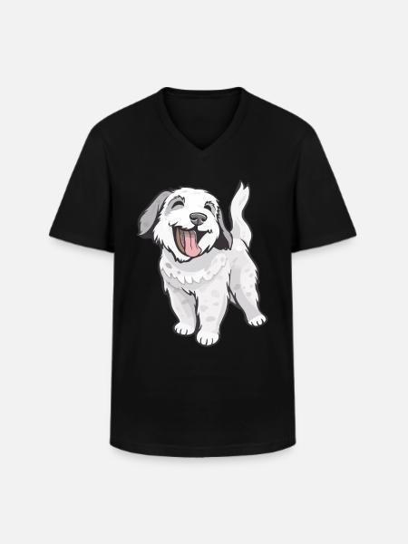 Chien mignon et joyeux - T-shirt col V Homme - noir