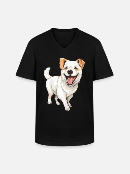 Rire chien mignon - T-shirt col V Homme - noir