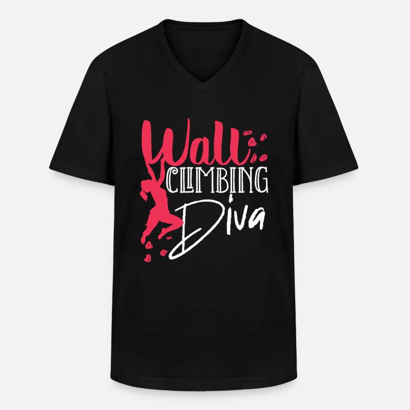Wandkletterer, Wandklettern - Männer-T-Shirt mit V-Ausschnitt - Schwarz