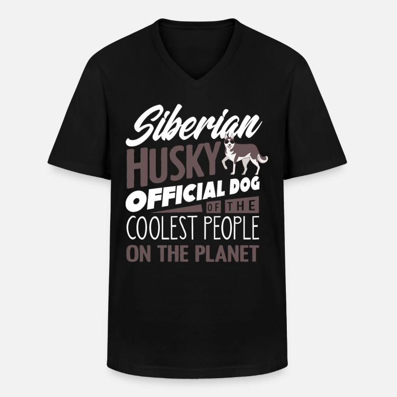 Sibirischer Husky - Männer-T-Shirt mit V-Ausschnitt - Schwarz