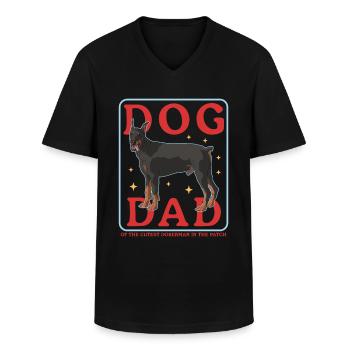 Dobermann Dad Hundebesitzer Hundepapa Geschenk - Männer-T-Shirt mit V-Ausschnitt - Schwarz - Vorne - AI Model Male 178 dark (178cm)
