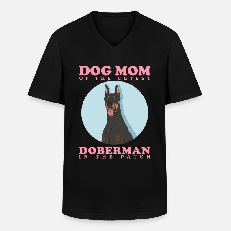 Dobermann Mom Hundemama Hundebesitzer Geschenk - Männer-T-Shirt mit V-Ausschnitt - Schwarz