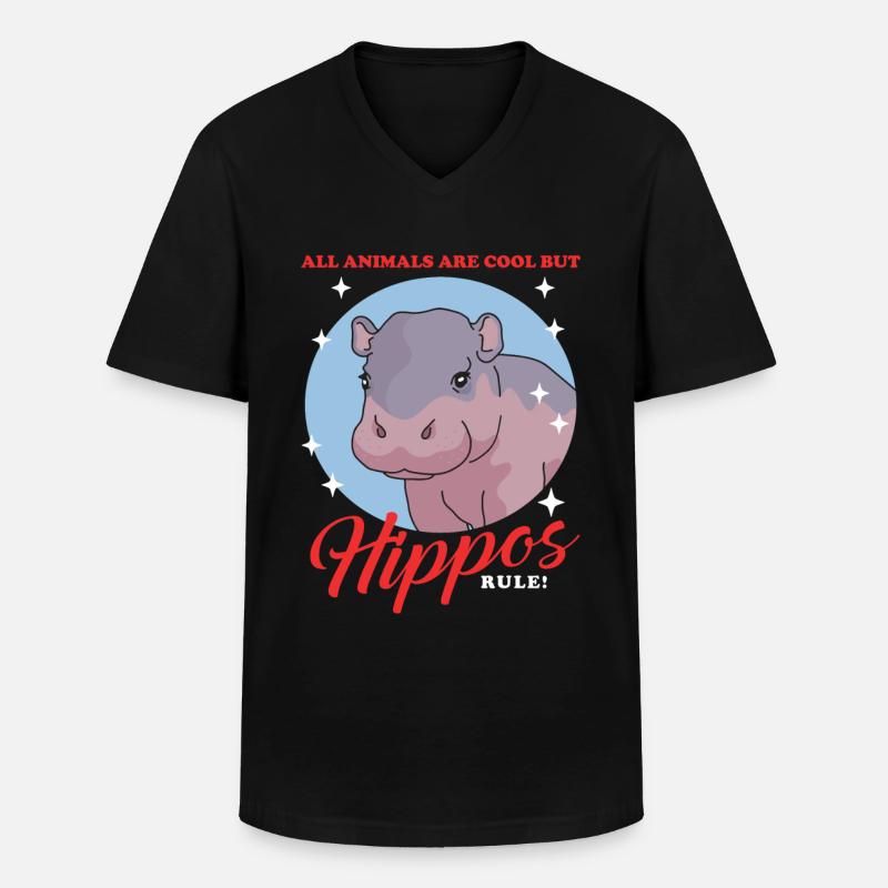 Nilpferd Baby Flusspferd Nilpferde Geschenk - Männer-T-Shirt mit V-Ausschnitt - Schwarz