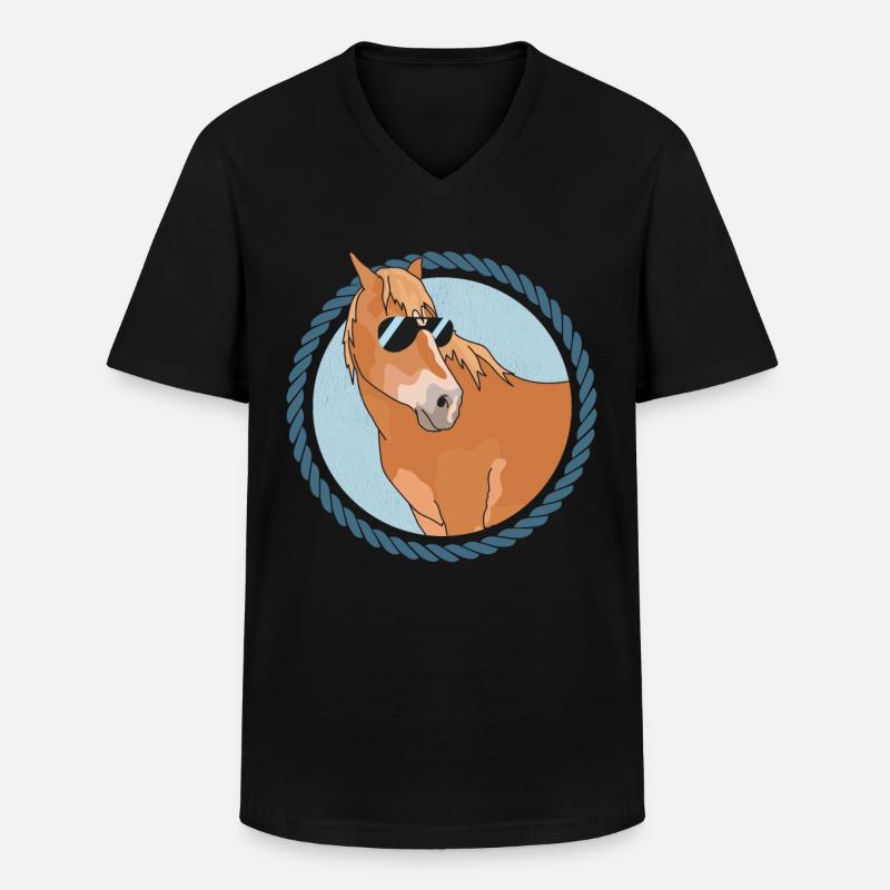 Haflinger Pferde | Haffi Pferdebesitzer Geschenk - Männer-T-Shirt mit V-Ausschnitt - Schwarz