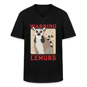 Lemur Ring-tailed lemur ringtail lemurs gift - Men's V-Neck T-Shirt - black - Front - AI Model Male 178 dark (178cm)