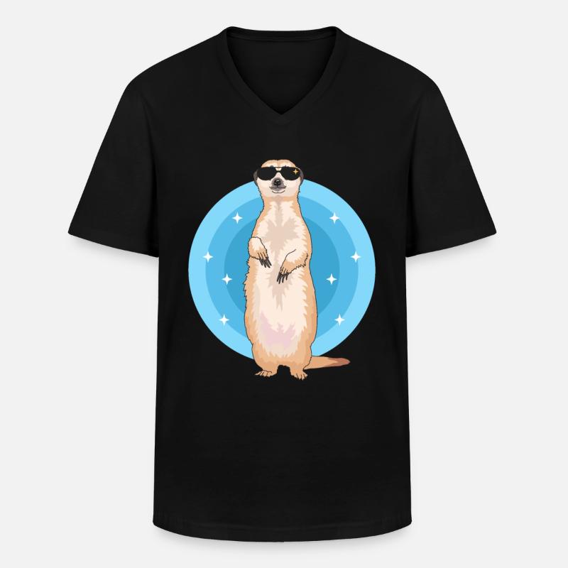 Erdmännchen Cool | Lustiges Erdmännchen Geschenk - Männer-T-Shirt mit V-Ausschnitt - Schwarz