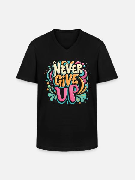 Never Give Up Graffiti - Men's V-Neck T-Shirt - black