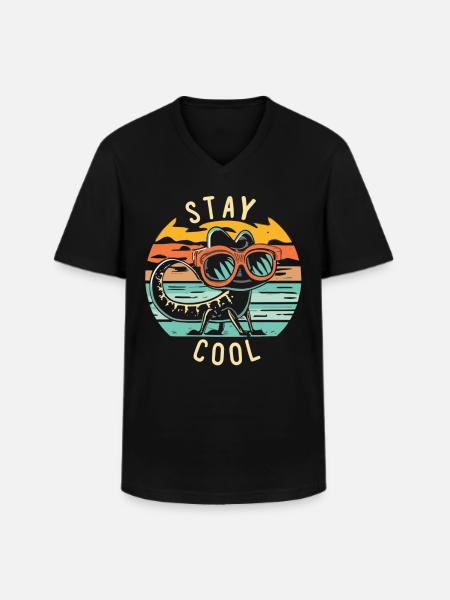 Retro lizard with sunglasses - Men's V-Neck T-Shirt - black