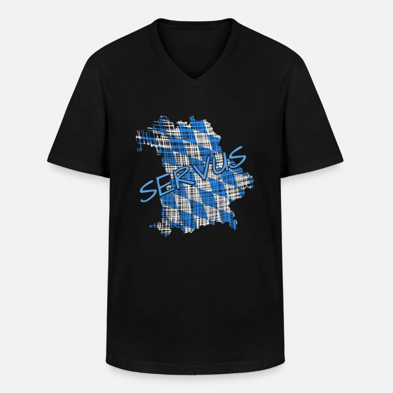 Servus Bayern - Männer-T-Shirt mit V-Ausschnitt - Schwarz