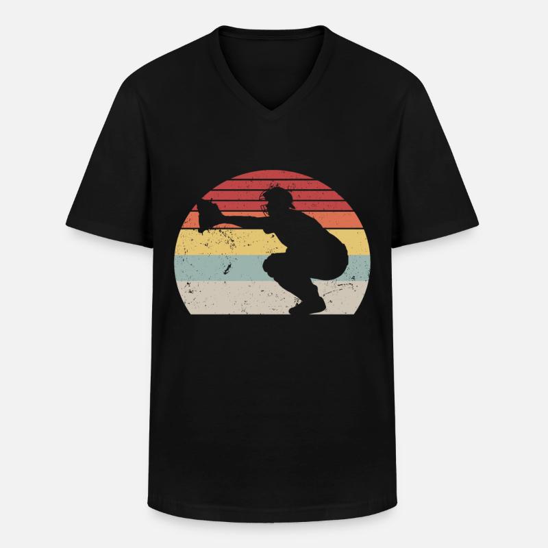 Baseballfänger Baseballspieler Pitcher - Männer-T-Shirt mit V-Ausschnitt - Schwarz