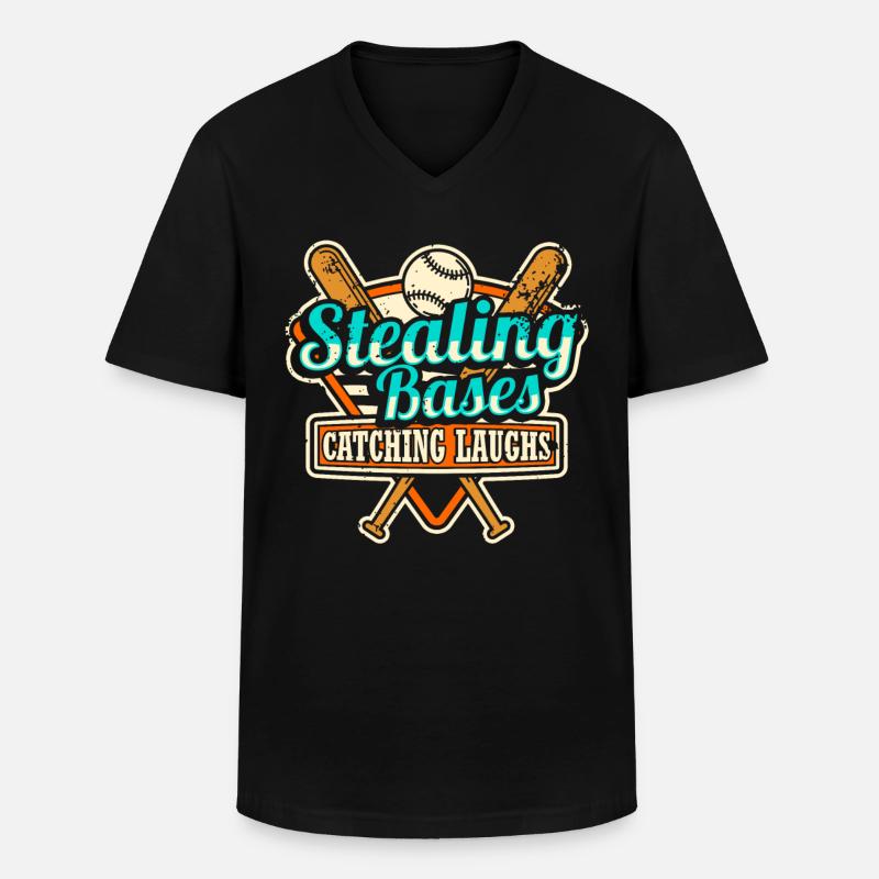 Baseballfänger Baseballspieler Pitcher - Männer-T-Shirt mit V-Ausschnitt - Schwarz