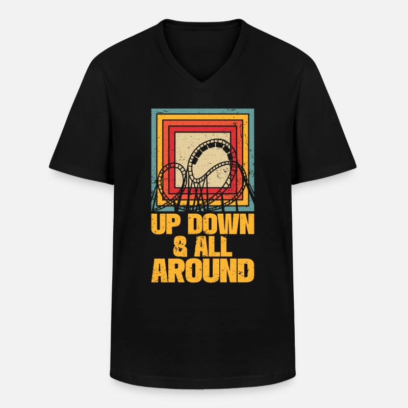 Achterbahnvergnügungspark Achterbahnfahrt - Männer-T-Shirt mit V-Ausschnitt - Schwarz