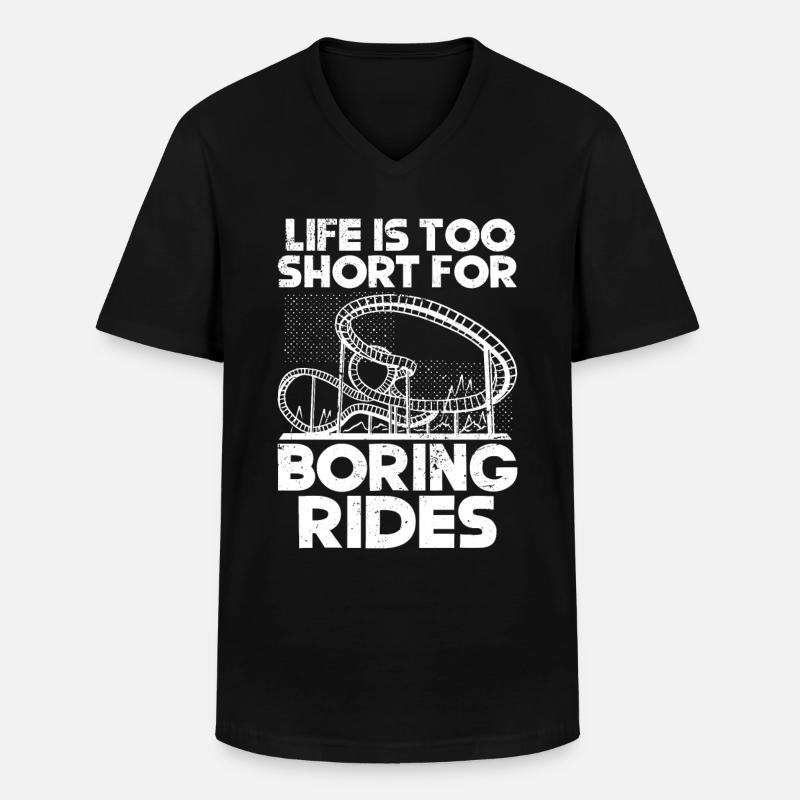 Achterbahnvergnügungspark Achterbahnfahrt - Männer-T-Shirt mit V-Ausschnitt - Schwarz