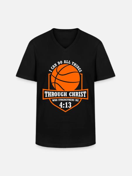 Christelijk basketbal Jezus spreekt religieus - Klassiek mannen T-shirt met V-hals - zwart