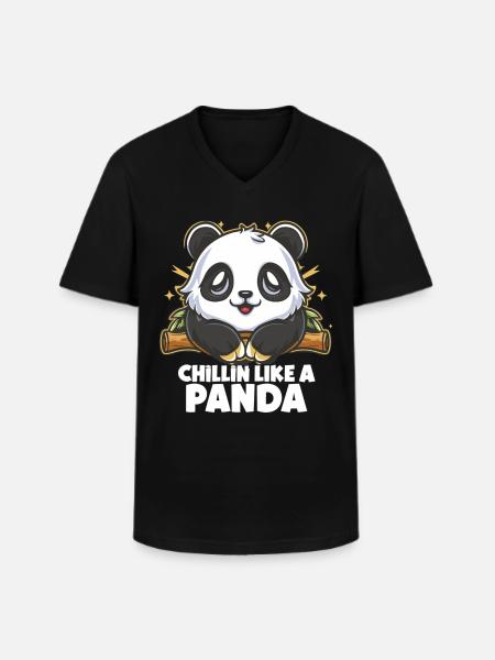 Chillin like a Panda - Men's V-Neck T-Shirt - black