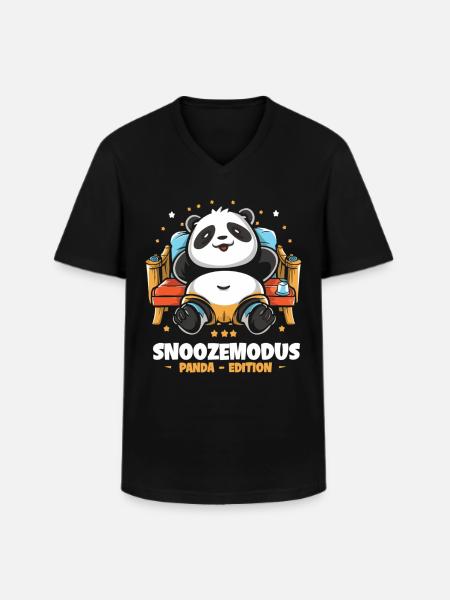 Relaxation with pandas - Men's V-Neck T-Shirt - black