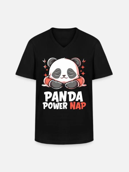 Panda Power Nap - Men's V-Neck T-Shirt - black