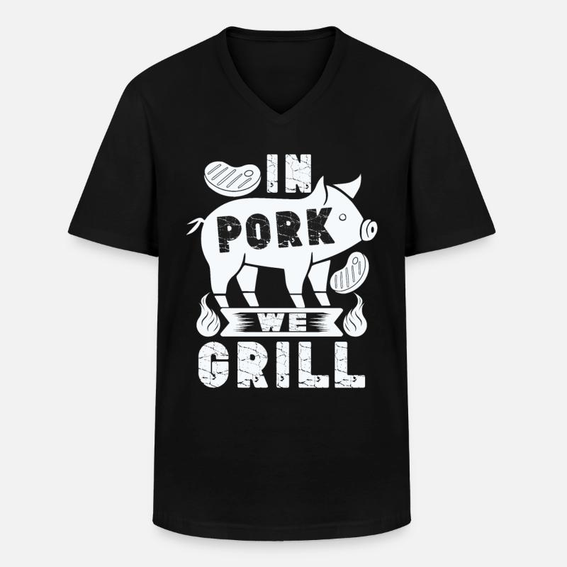 Grill Grillgrill Schweinefleisch - Männer-T-Shirt mit V-Ausschnitt - Schwarz