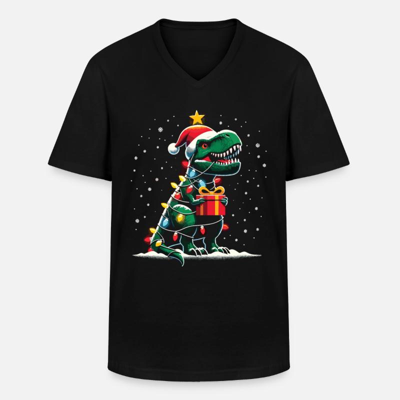 Tree Rex Ugly Christmas - Men's V-Neck T-Shirt - black