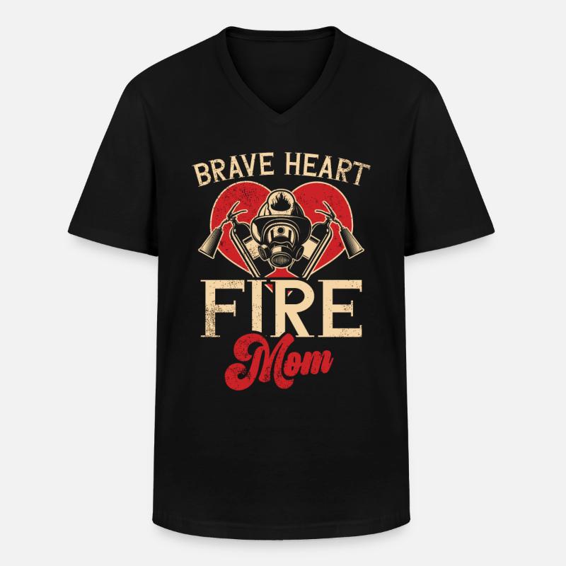 Mère pompier Mère pompier - T-shirt col V Homme - noir