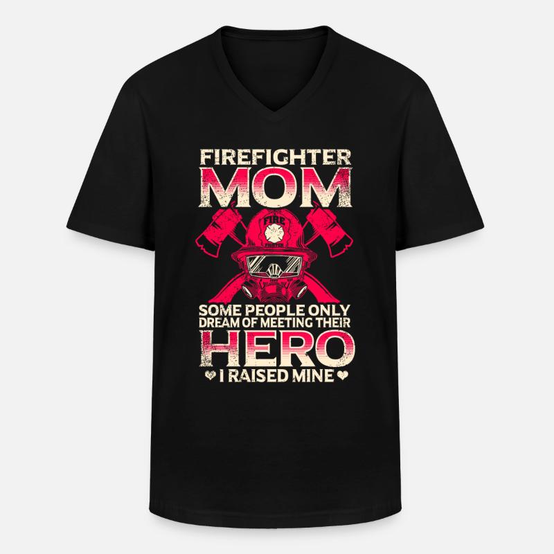 Mère pompier Mère pompier - T-shirt col V Homme - noir