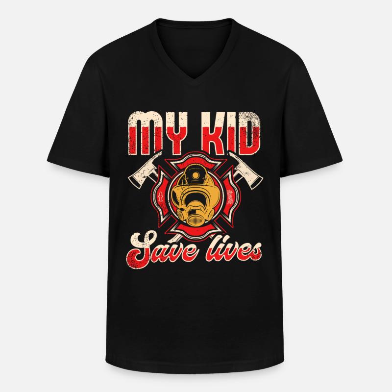Mère pompier Mère pompier - T-shirt col V Homme - noir