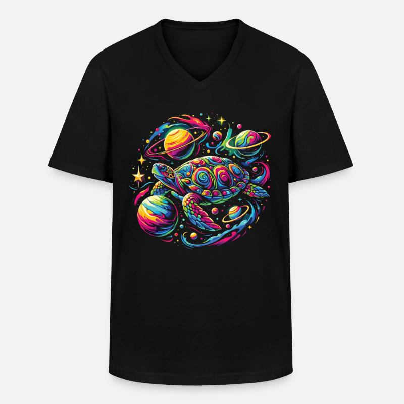 Galactic Turtle: Star Journey - Men's V-Neck T-Shirt - black