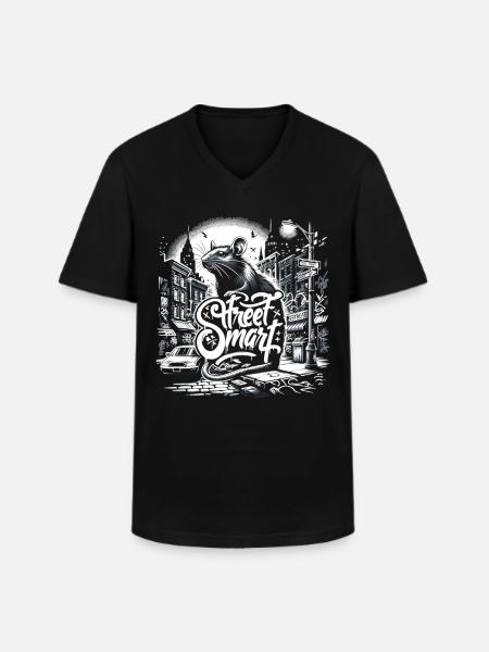 Ratte Straßenkunst - Männer-T-Shirt mit V-Ausschnitt - Schwarz