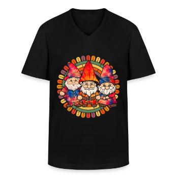 Trois Gnomes Hippies Groovy Bandage Dye Gnomies - T-shirt col V Homme - noir - Devant - AI Model Male 178 dark (178cm)