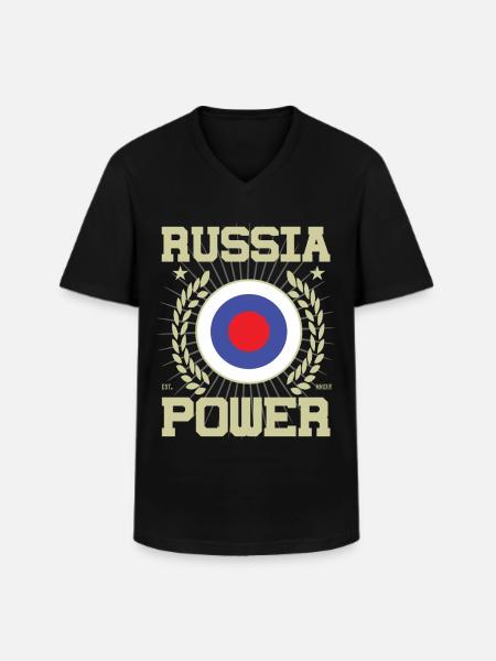 Design Cool Russie - T-shirt col V Homme - noir