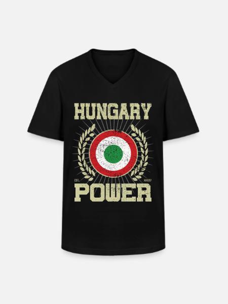 Hongrie Cool, Design - T-shirt col V Homme - noir