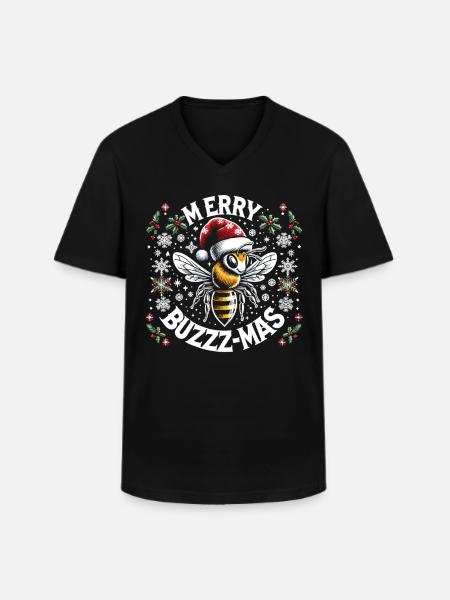 Snowflakes and bee magic - Men's V-Neck T-Shirt - black