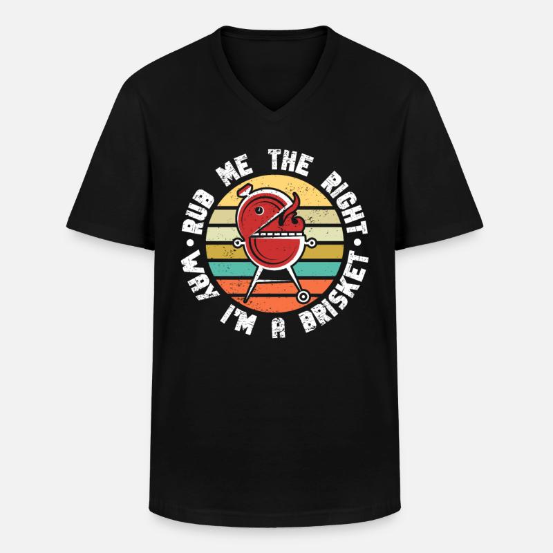 BBQ -Raucher Fleisch Grillen Lustiger - Männer-T-Shirt mit V-Ausschnitt - Schwarz