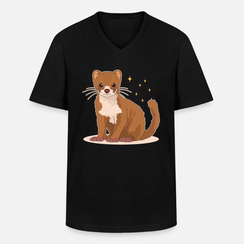 Wiesel Mauswiesel Kleinwiesel Geschenk - Männer-T-Shirt mit V-Ausschnitt - Schwarz