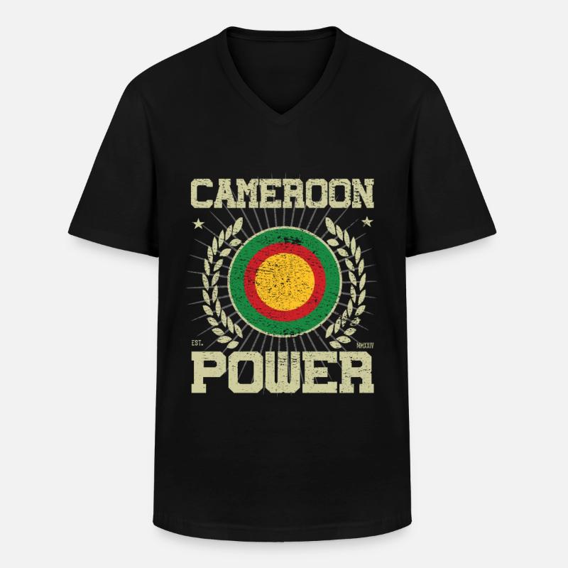 Cooles Kamerun, Design - Männer-T-Shirt mit V-Ausschnitt - Schwarz