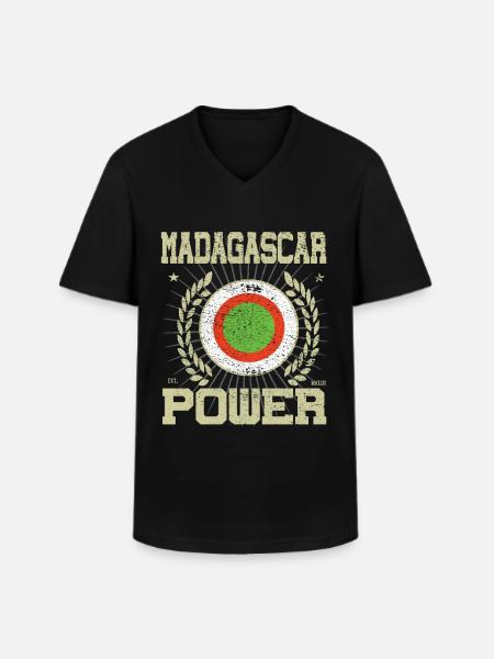 Cool Madagascar Design - T-shirt col V Homme - noir