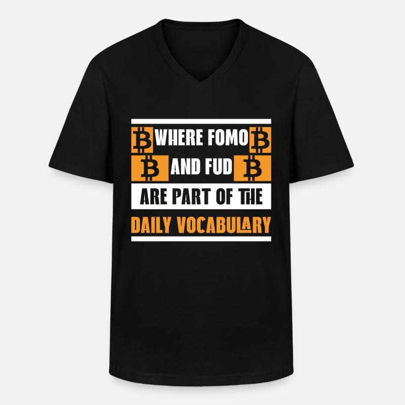 Bitcoin-Kryptowährungsgeld BTC-Kryptomünze - Männer-T-Shirt mit V-Ausschnitt - Schwarz