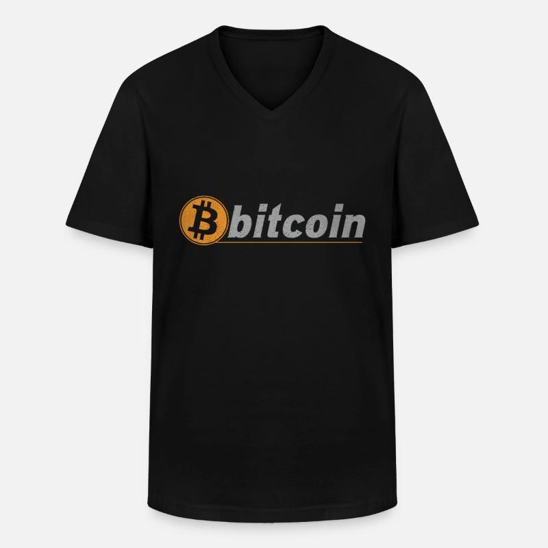 Bitcoin-Kryptowährungsgeld BTC-Kryptomünze - Männer-T-Shirt mit V-Ausschnitt - Schwarz
