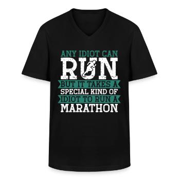 26. 2 Marathon Runners Grappig Marathon Citaat - Klassiek mannen T-shirt met V-hals - zwart - Voor - AI Model Male 178 dark (178cm)