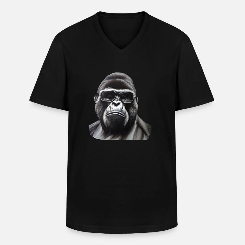 Cooler Gorilla - Männer-T-Shirt mit V-Ausschnitt - Schwarz