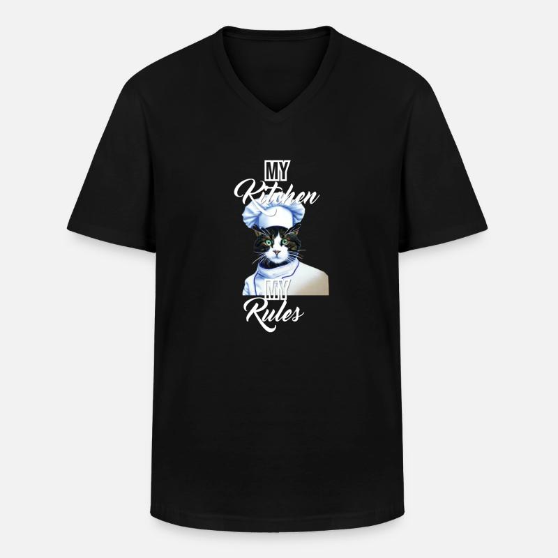 Koch katze - Männer-T-Shirt mit V-Ausschnitt - Schwarz