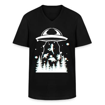 Außerirdischer Dinosaurier UFO Entführung - Männer-T-Shirt mit V-Ausschnitt - Schwarz - Vorne - AI Model Male 178 dark (178cm)