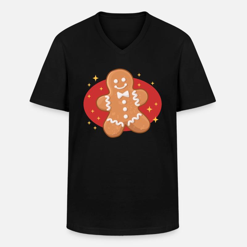 Lebkuchenmann Lebkuchen Lebkuchenmänner Geschenk - Männer-T-Shirt mit V-Ausschnitt - Schwarz